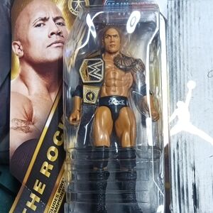 Mattel The Rock Action Figure with Championship Belt - Black and Gold